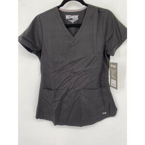 GREY'S ANATOMY SCRUBS 2 POCKET V NECK SHIRRED BACK SIZE SMALL Top NWT